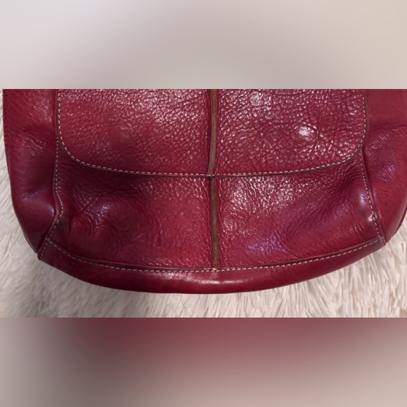 CHRISTOPHER KON Red Wide Strap Shoulder Bag Flap Pocket Purse Genuine Leather - Picture 12 of 16